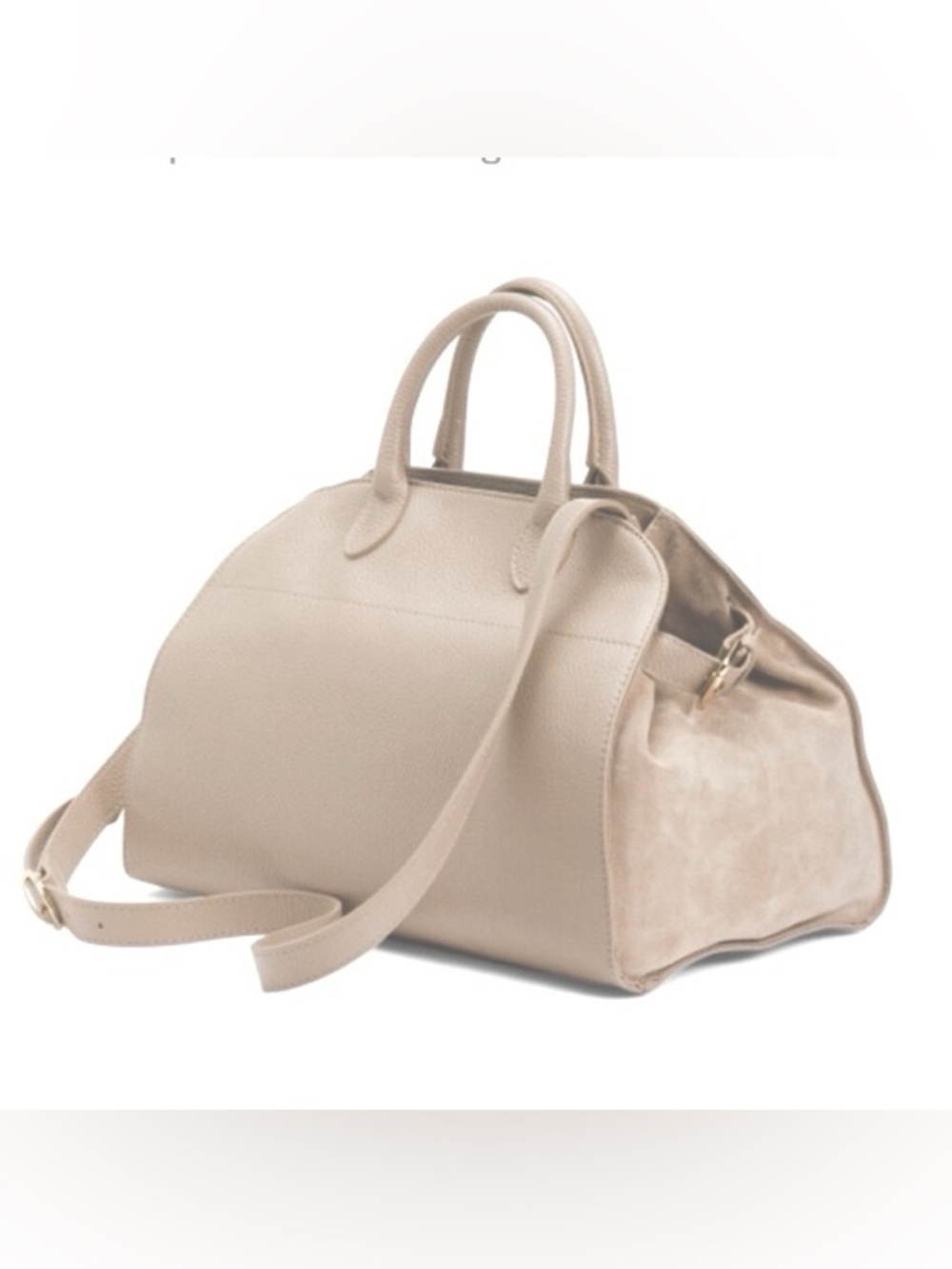Anna Paola Italian Leather Satchel Tote -large tan / bone